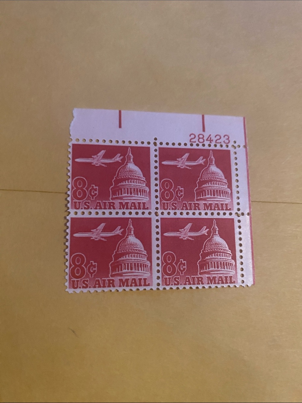 8¢ Stamp Block in Red - Collectible Sheet